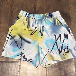 Lululemon Graffiti Print Shorts in Yellow and Blue